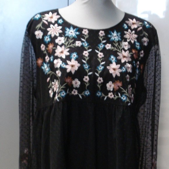 COPY - Style & Co Embroidered Swiss Dot Mesh Blouse - Picture 3 of 7